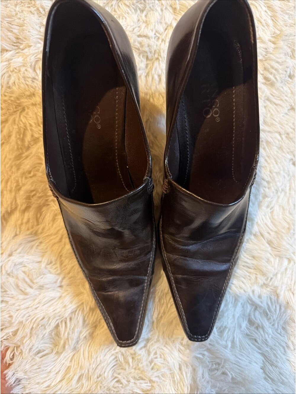 Franco Sarto Man Made Women’s Shoes Size 9.5 M Brown Leather Heels - Picture 7 of 8
